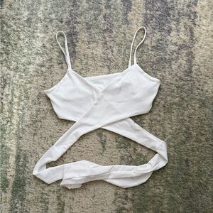 White Strappy Wrap Top from Shein